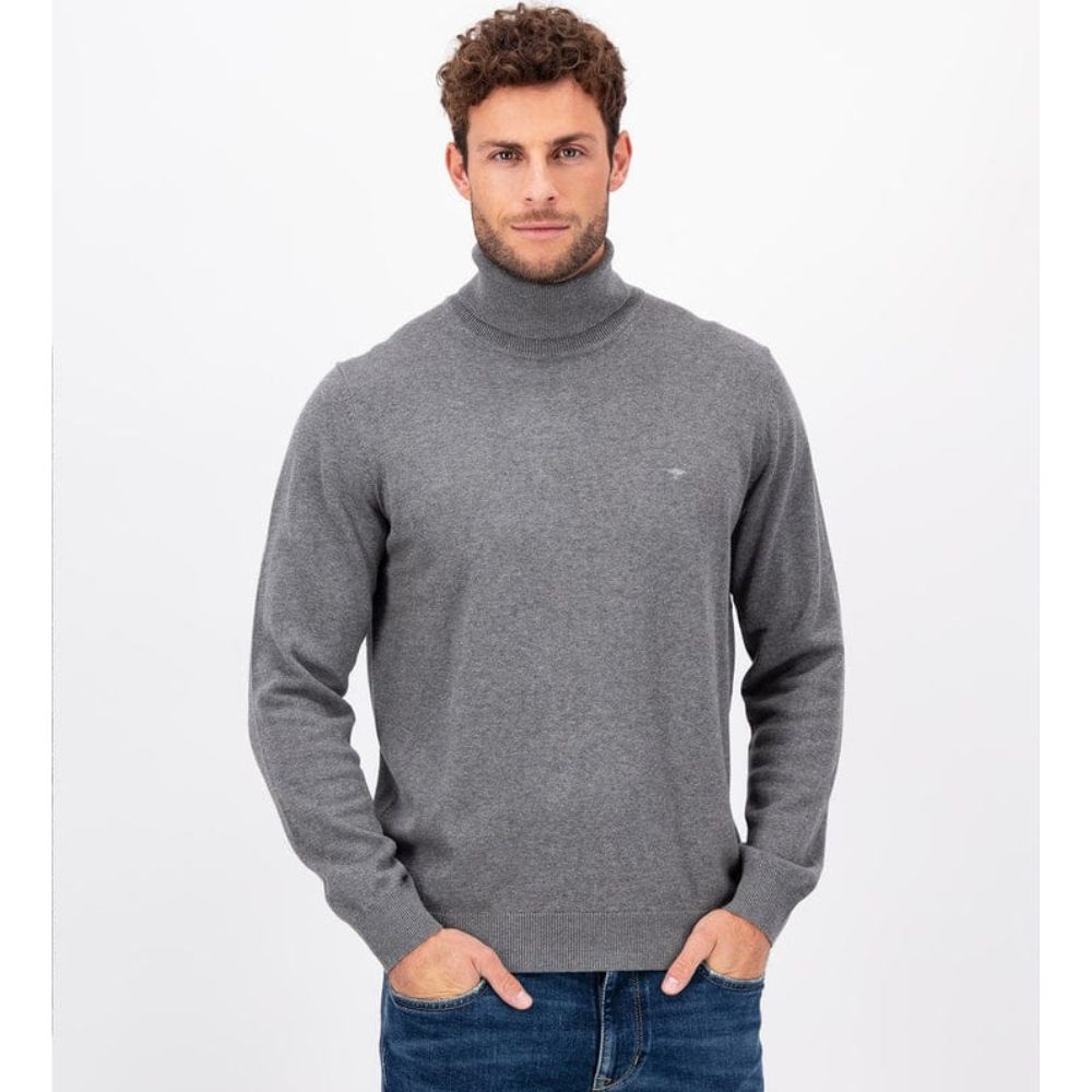 FYNCH HATTON TURTLENECH MADE OF FINE COTTON MEN GREY SWEATER